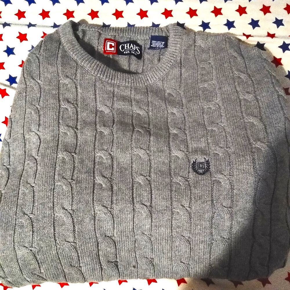 Mens Gray chaps sweater XL